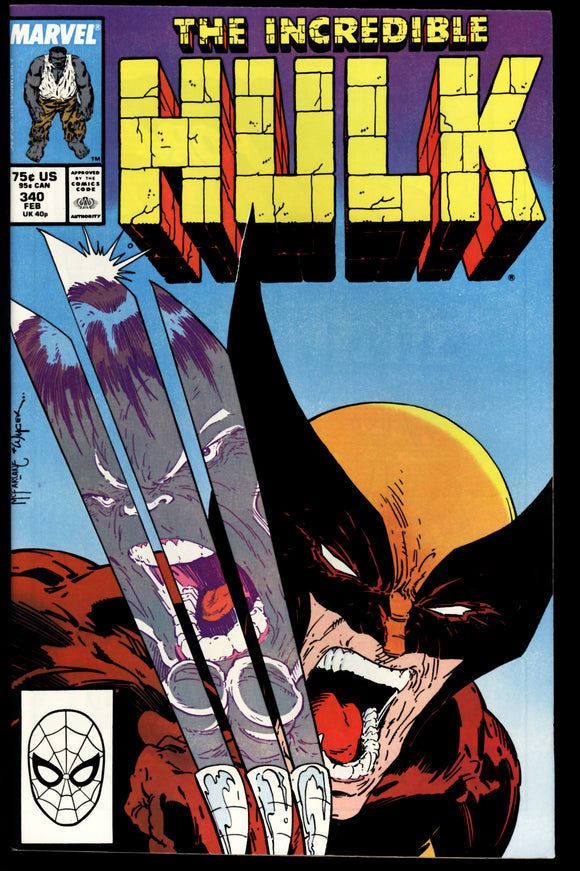 Incredible Hulk #340 Marvel 1988 (NM-) Classic McFarlane Wolverine Cover!