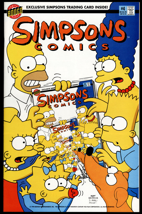 Simpsons Comics #4 Bongo 1994 (NM) Willie Dipkin Sealed Card Inside