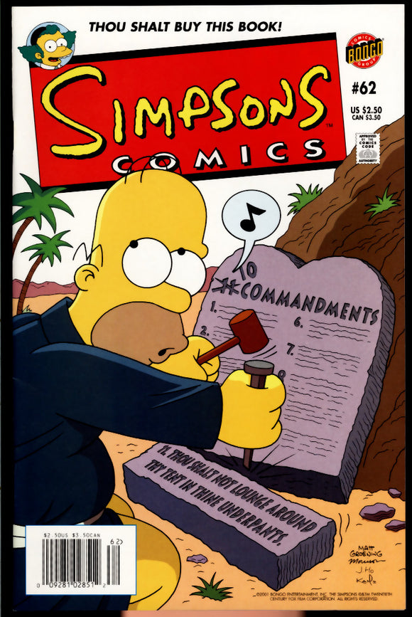 Simpsons Comics #62 Bongo 2001 (VF/NM-)  LOW PRINT NEWSSTAND