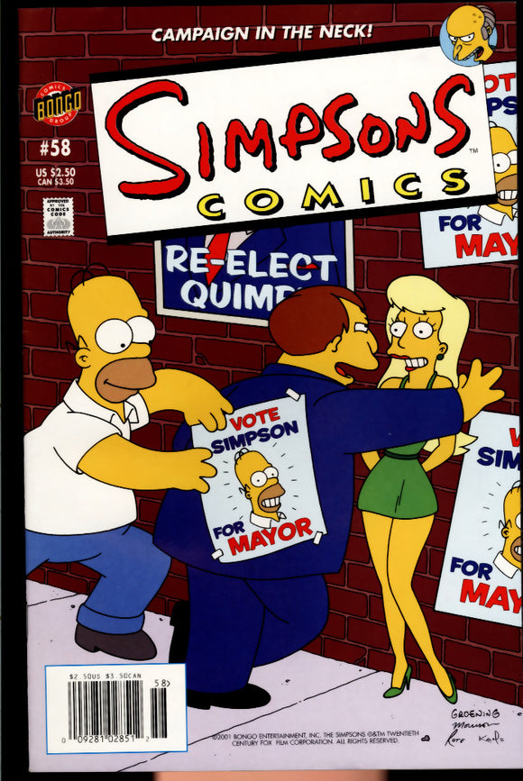 Simpsons Comics #58 Bongo 2001 (VF-)  LOW PRINT NEWSSTAND