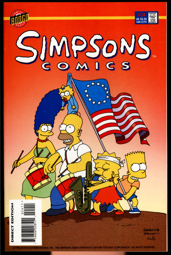 Simpsons Comics #24 Bongo 1996 (NM/NM+) Matt Groening Flag Cover!