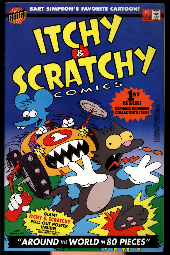 Itchy & Scratchy Comics #1 NM/NM+ (1993) Poster Inert Included