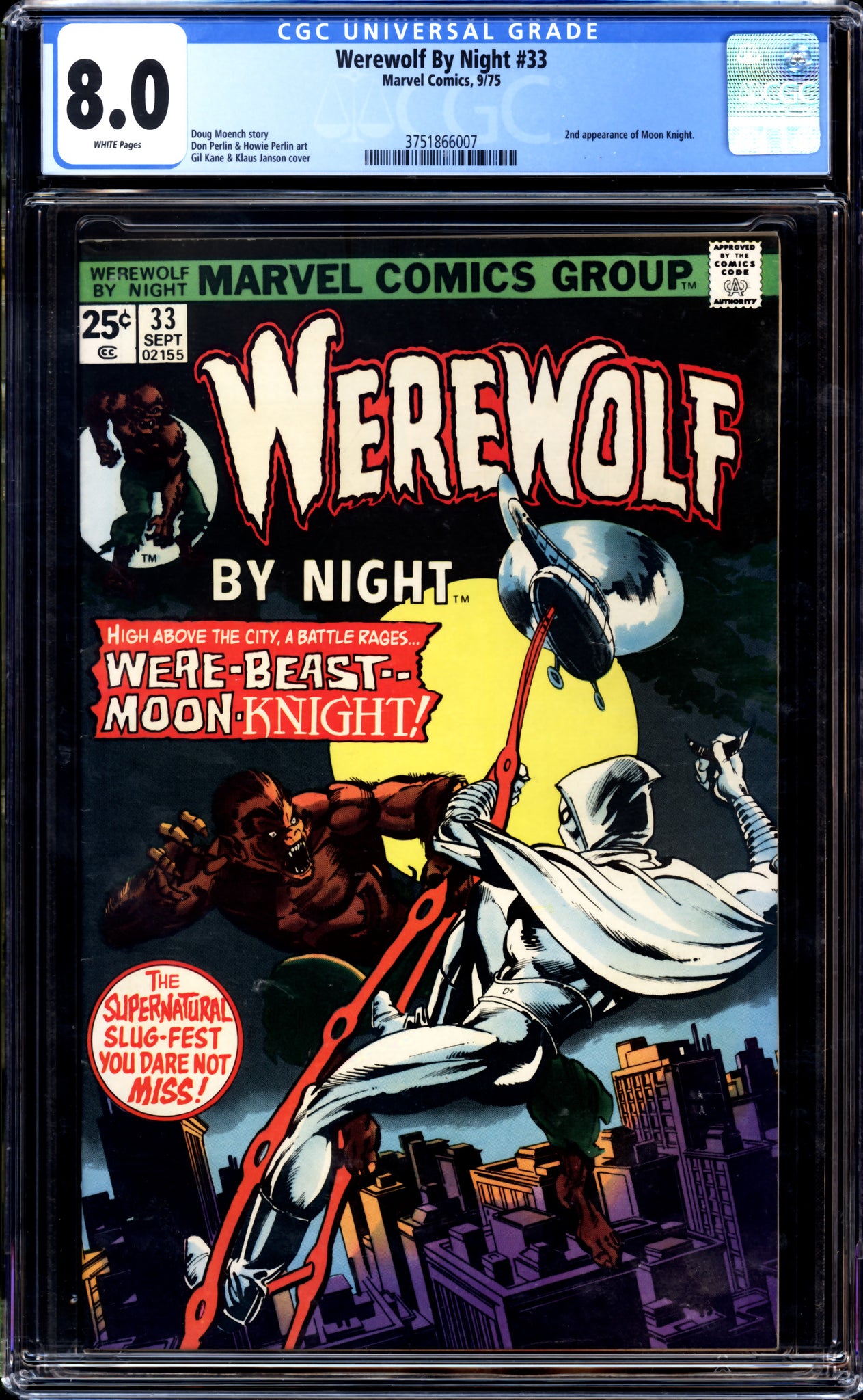 アメコミリーフ Werewolf By Night #33 CGC 4.0 Werewolf by Night #33 CGC 8.0 (1975) 2nd App. of Moon Knight
