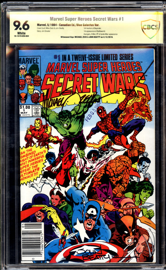 Secret wars #1-9 コンプリートセット アメコミリーフ Secret Wars #1 CBCS 9.6 Signed By Michael Zeck & John Beatty