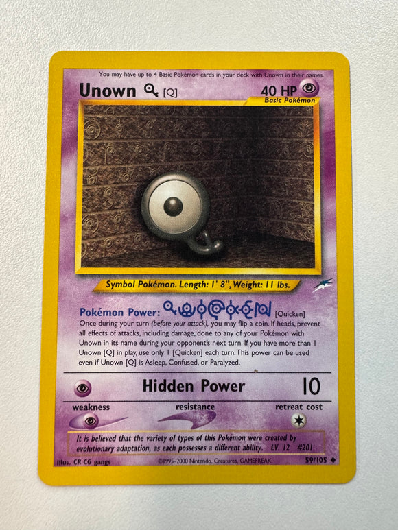 Pokémon TCG Unown Q Neo Destiny Non-Holo 59/105 MINT