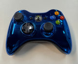 Xbox 360 Limited Edition Blue Chrome Wireless Controller w/ Battery - Tested