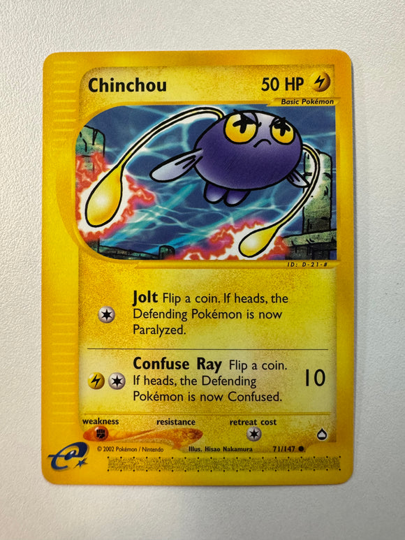 Pokémon TCG Chinchou Aquapolis 2002 Non-Holo 71/147 MINT