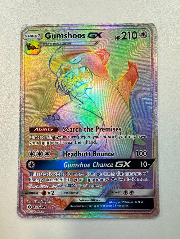 Pokemon TCG Gumshoos GX 157/149 Sun & Moon 2017 Full Art Rainbow SR