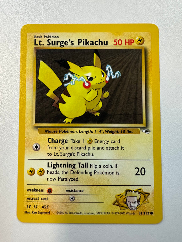 Pokémon TCG Lt. Surge's Pikachu Gym Heroes 2000 Non-Holo 81/132