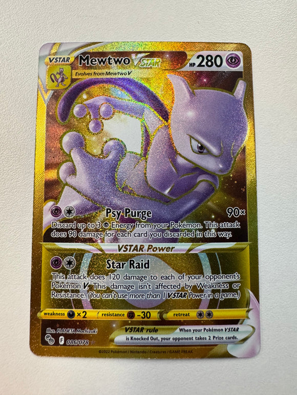 Pokemon TCG Mewtwo VSTAR 086/078 Pokemon GO Gold Secret Rare – Ultimate Key  Issue Comics