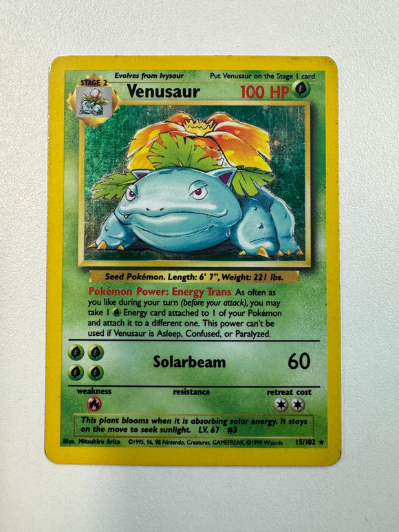 Pokémon TCG 1999 Venusaur Base Set Holo 15/102