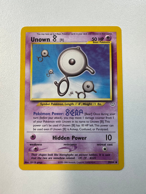 Pokémon TCG Unown B Neo Revelation Non-Holo 39/64 MINT