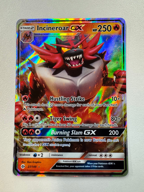 Pokemon TCG Incineroar GX 27/149 Sun & Moon 2017 Full Art Rare