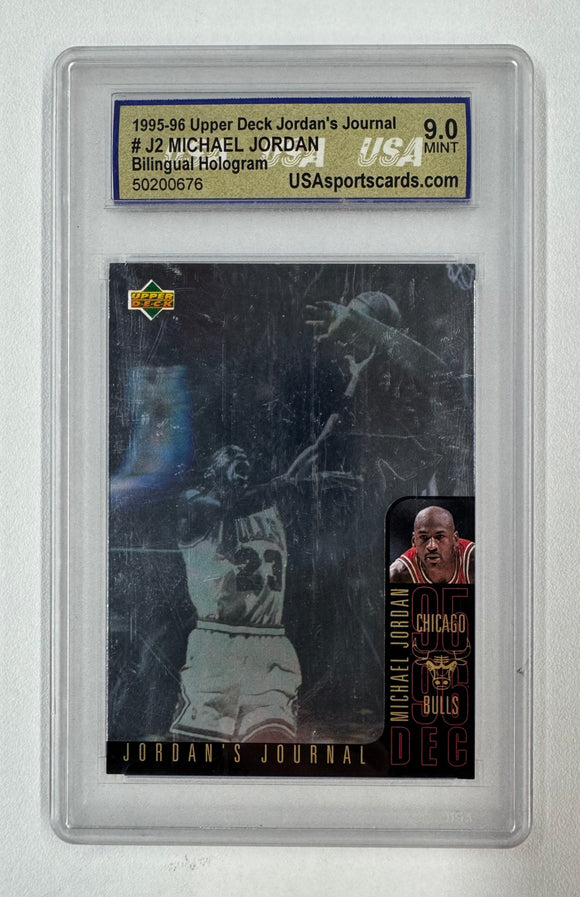 1995-96 Upper Deck Jordan's Journal #J2 Bilingual Hologram USA 9.0 Mint
