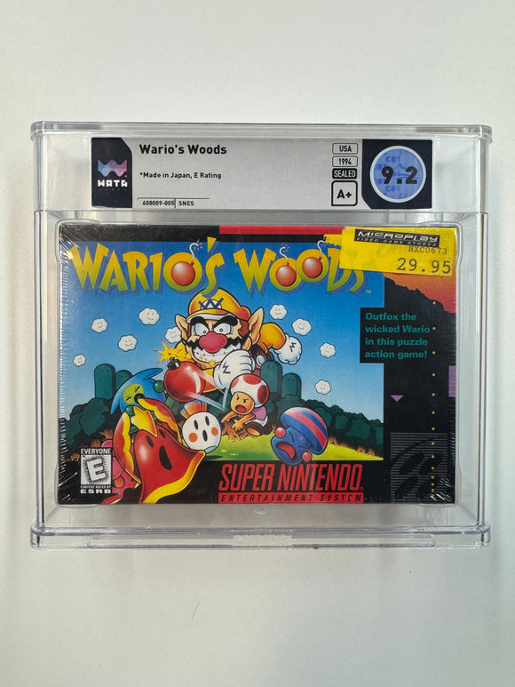 Wario's Woods Nintendo SNES 1994 WATA 9.2 SEALED A+ Seal