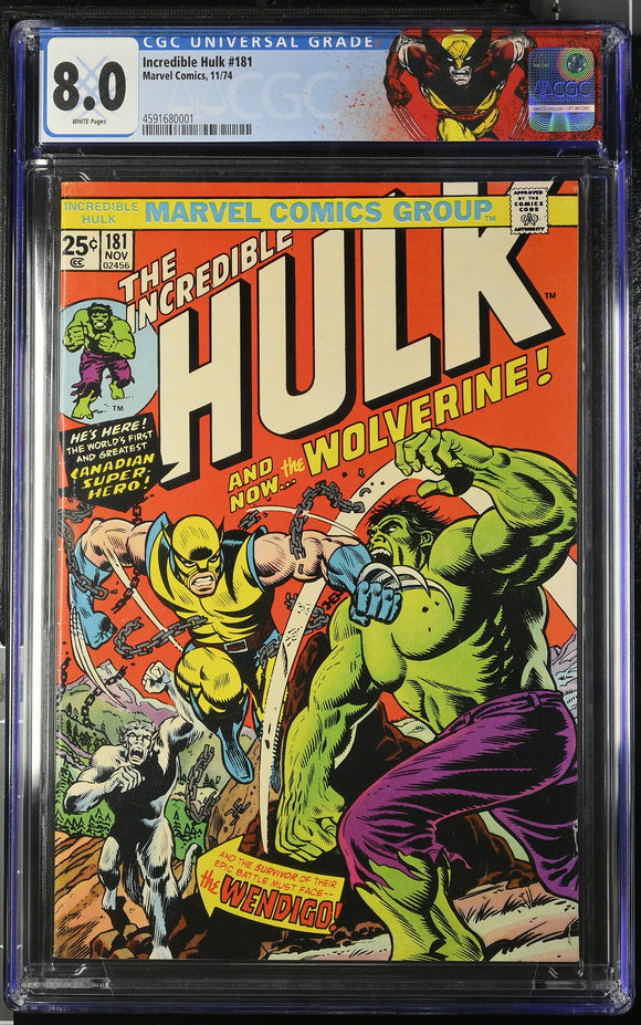 Incredible Hulk #181 CGC 8.0 (1974) 1st Full Appearance of Wolverine!