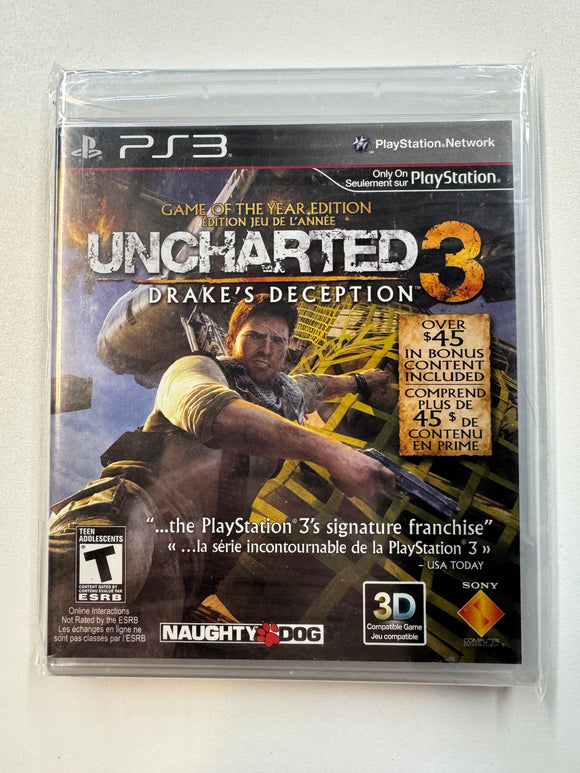 Uncharted 3 Drake's Deception Playstation PS3 2011 Sealed