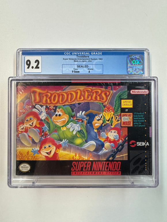 Troddlers Nintendo SNES 1993 CGC 9.2 SEALED A V Seam