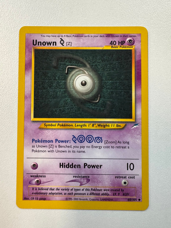 Pokémon TCG Unown Z Neo Destiny Non-Holo 60/105 MINT