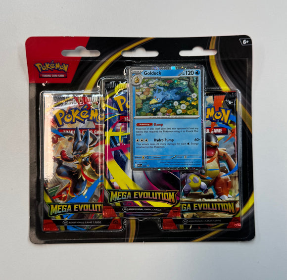 Pokemon TCG Mega Evolutions 3-Pack Blister w/ Golduck Promo SEALED