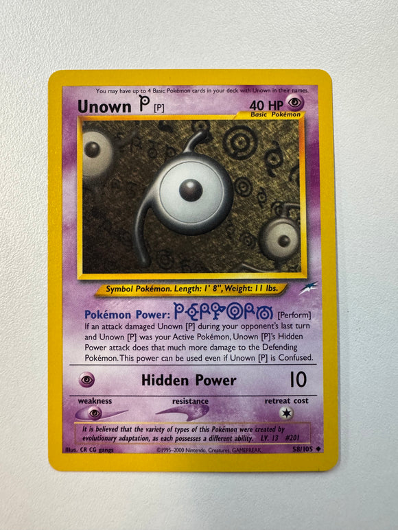 Pokémon TCG Unown P Neo Destiny Non-Holo 58/105 MINT