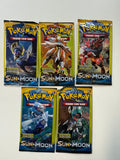 Pokemon TCG Sun & Moon SEALED 3-Pack Booster Pack Art Set of 5