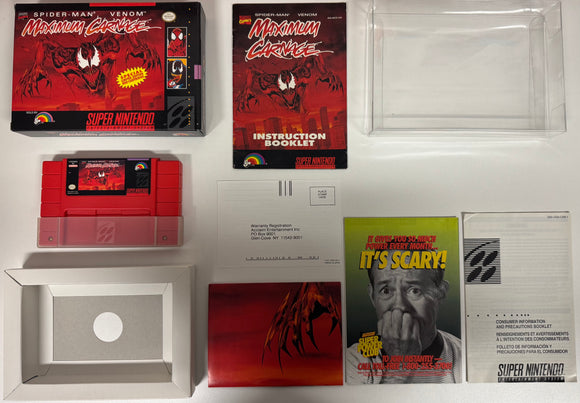 Maximum Carnage SNES 100% CIB Complete In Box Super Nintendo! Near Mint!