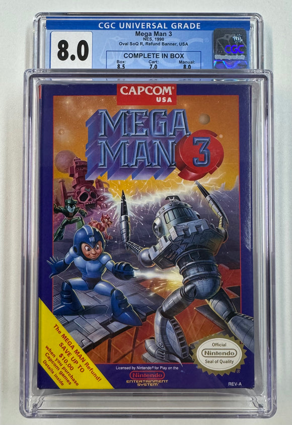 Mega Man 3 CGC 8.0 NES Nintendo CIB Complete In Box 1990