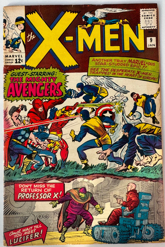 X-Men #9 GD+ (1965) 1st Lucifer, Meeting of the X-Men & Avengers!