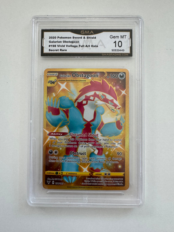 2020 Pokémon SWSH Vivid Voltage Galarian Obstagoon GMA 10 Gem Mint