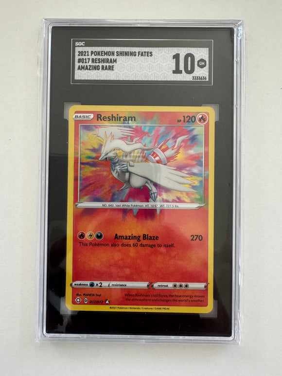 2021 Pokémon Shining Fates Reshiram #17 Amazing Rare SGC 10 Gem Mint