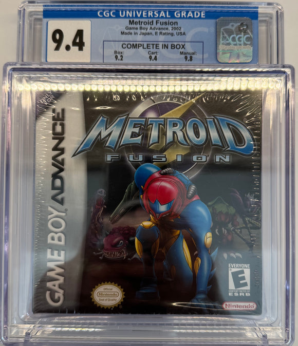 Metroid Fusion CGC 9.4 Game Boy Advance 2002 CIB Complete in Box!