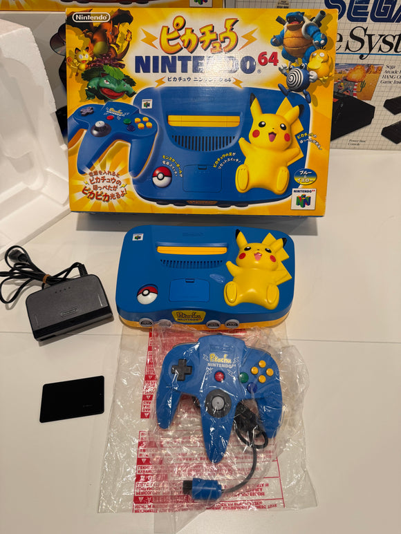 Nintendo 64 Pikachu Edition Blue Console & Controller Excellent Shape!