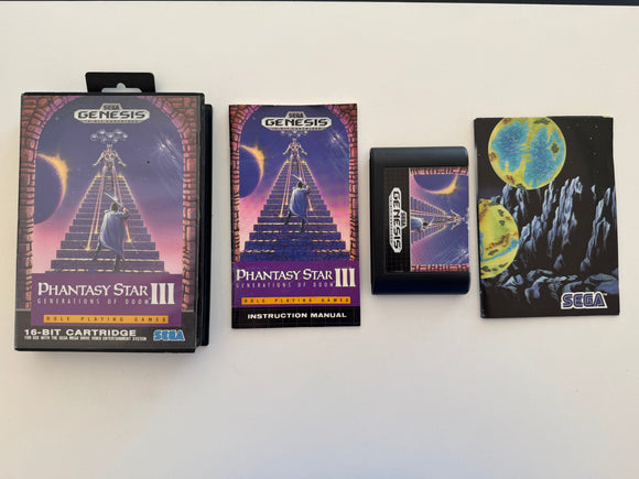 Sega Genesis Phantasy Star III CIB Complete In Box! Canadian Edition!