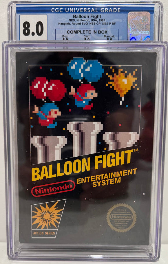 Balloon Fight NES Hangtab, Round SoQ Complete In Box CIB CGC 8.0