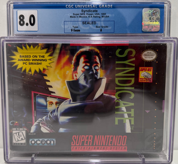 Syndicate Super NES Made in Mexico, K-A Rating, M/USA CGC 8.0 A SEALED