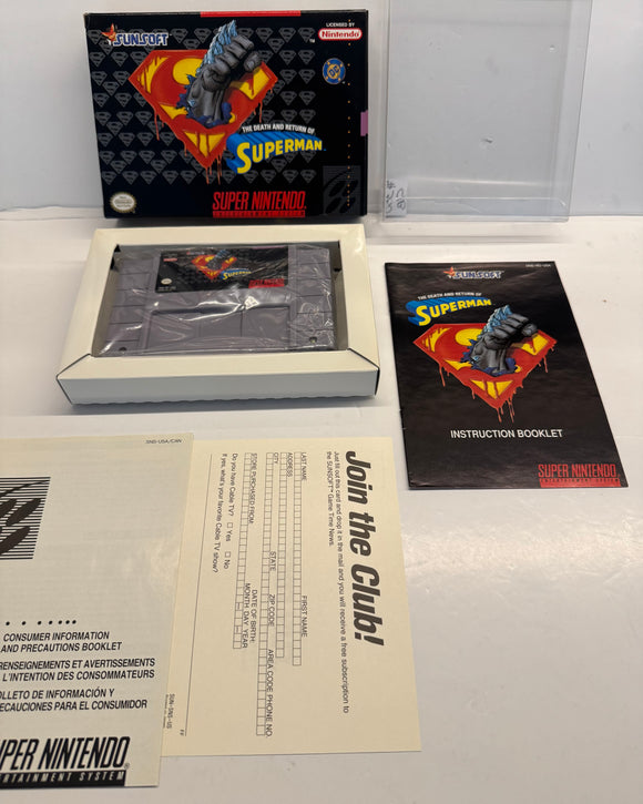 Death and Return of Superman SNES 1994 CIB Complete in Box