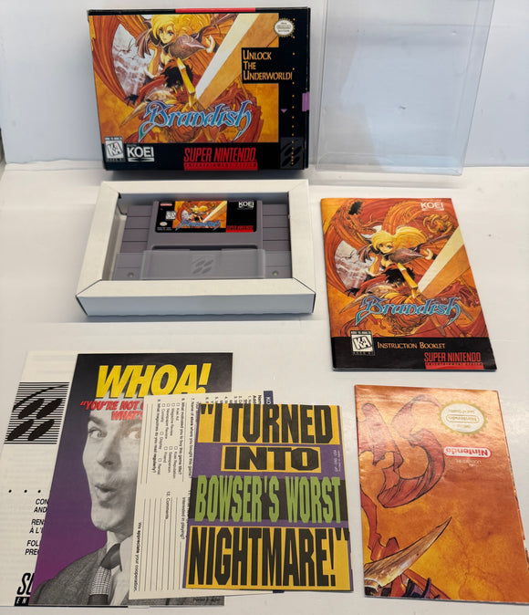 Brandish Nintendo SNES 1995 100% CIB Complete in Box