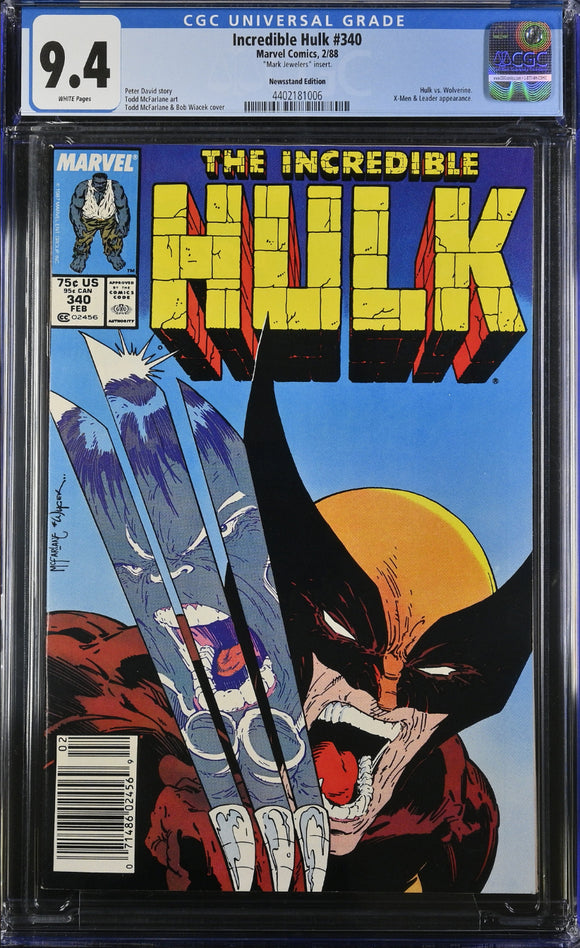 Incredible Hulk #340 CGC 9.4 RARE Mark Jewelers Insert NEWSSTAND!