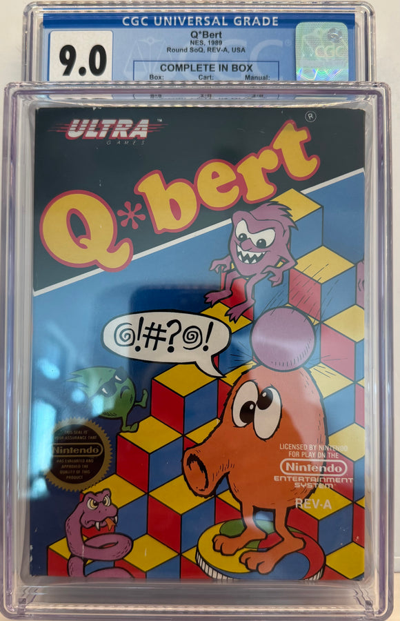 Q*Bert Nintendo NES CGC 9.0 1989 CIB Complete In Box!