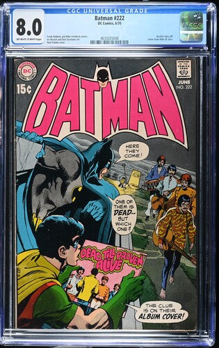 Batman #222 CGC 8.0 (1970) Classic Neal Adams Beatles Cover!