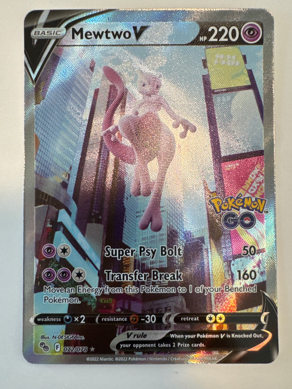 Pokemon TCG Mewtwo V 072/078 Pokemon Go Alternate Full Art – Ultimate Key  Issue Comics
