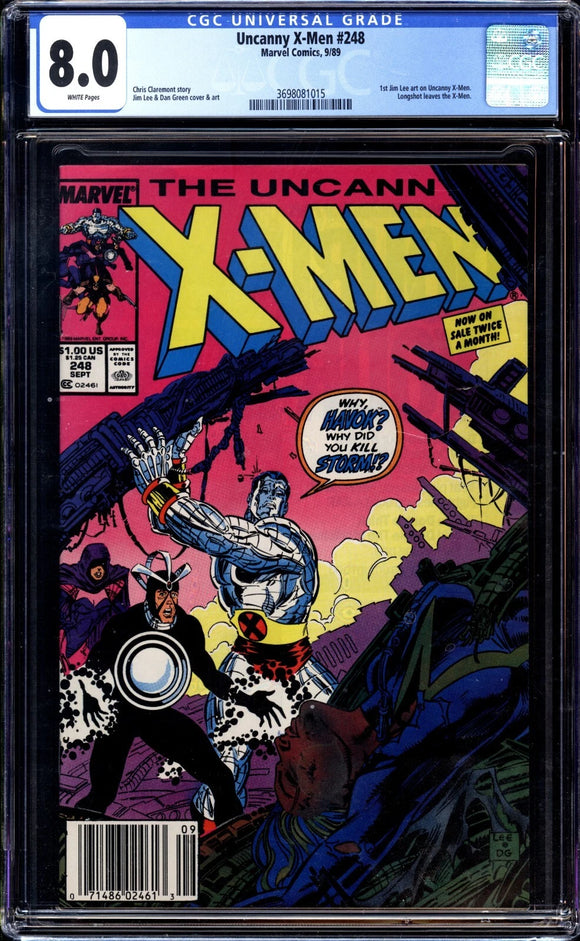 Uncanny X-Men #248 CGC 8.0 (1989) 1st Jim Lee Art on X-Men! NEWSSTAND