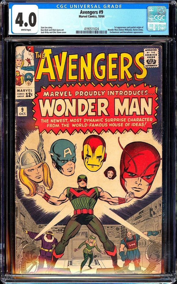 Avengers #9 CGC 4.0 (1964) 1st Appearance & Origin of Wonder Man!