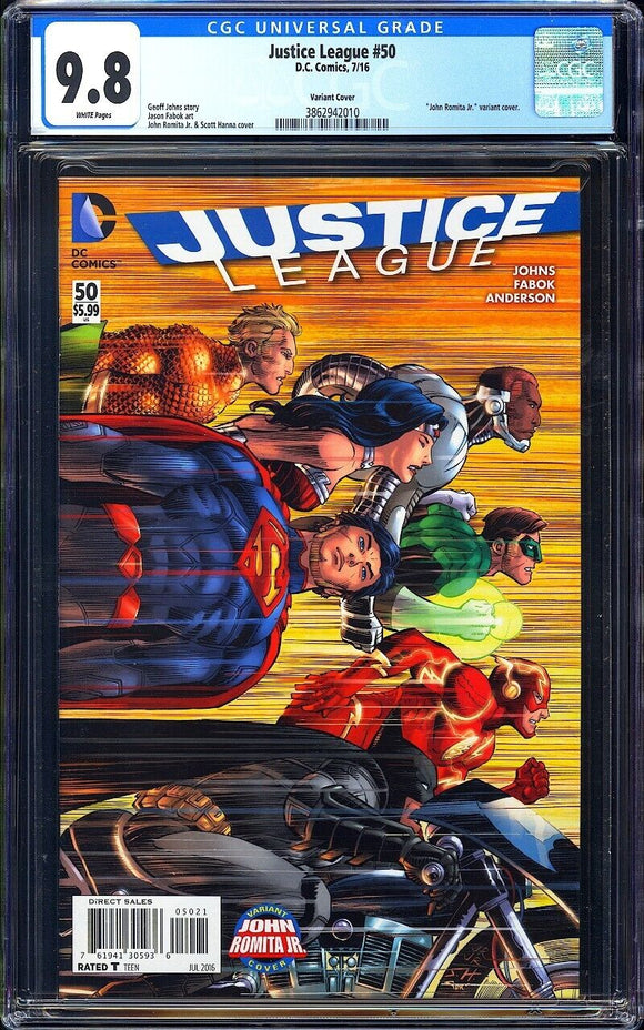 Justice League #50 CGC 9.8 (2016) DC Comics John Romita Jr. Variant Cover!