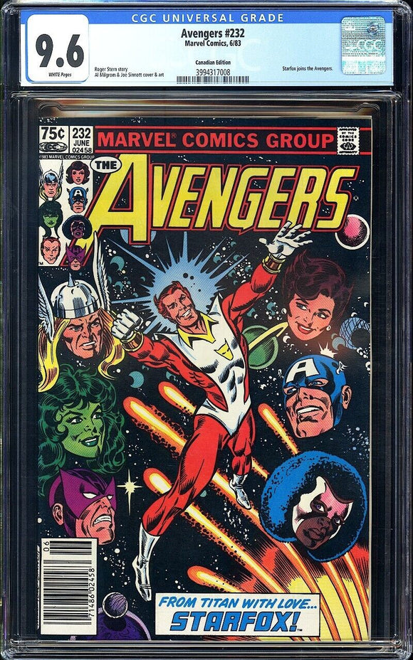 Avenges #232 CGC 9.6 (1983) Starfox Joins The Avengers! CPV! ETERNALS 2!