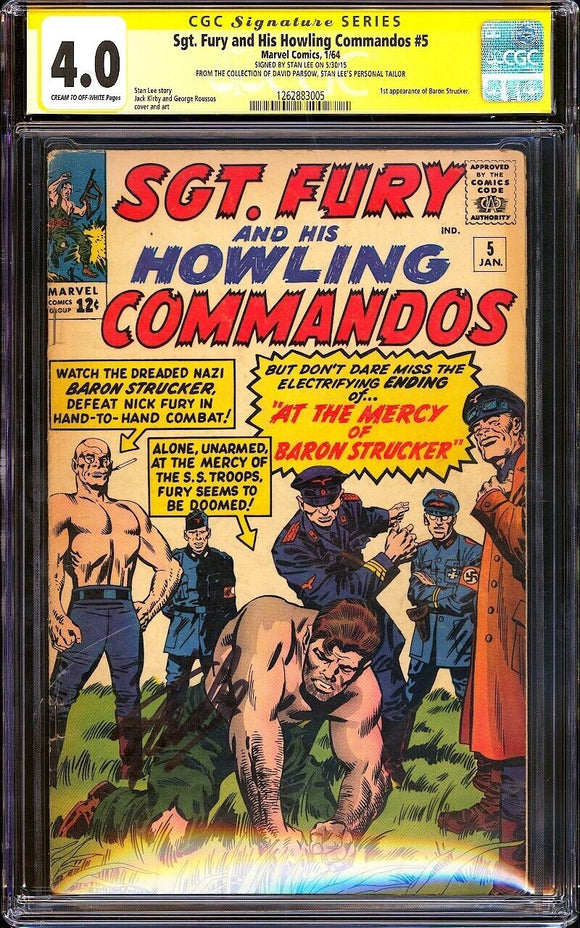 Sgt Fury and His Howling Commandos #5 CGC 4.0 (1964) Signed by Stan Lee!