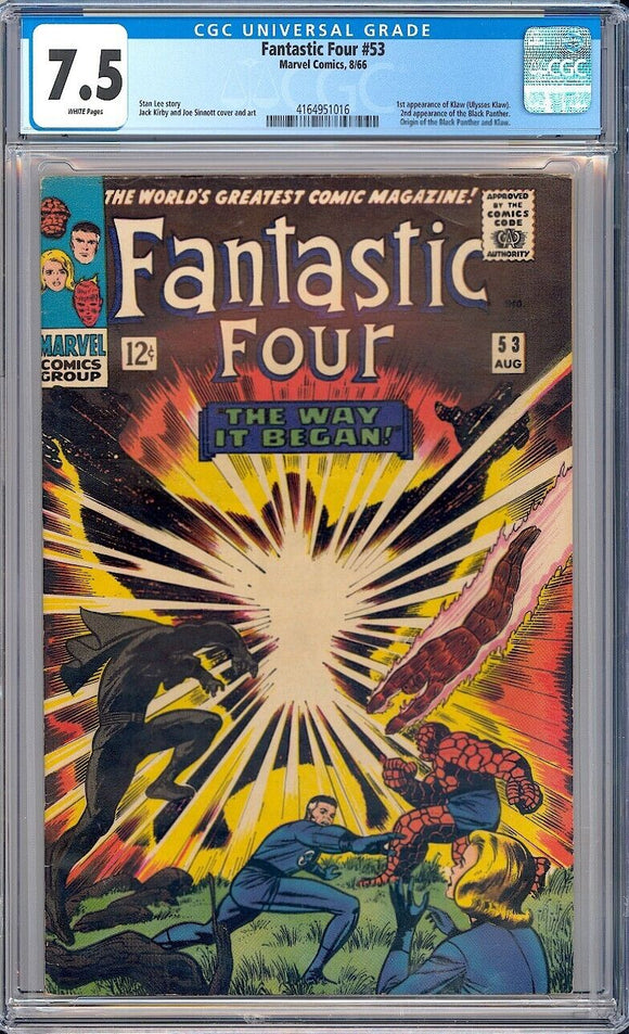 Fantastic Four #53 CGC 7.5 (1966) 1st App of Klaw! 2nd Black Panther!