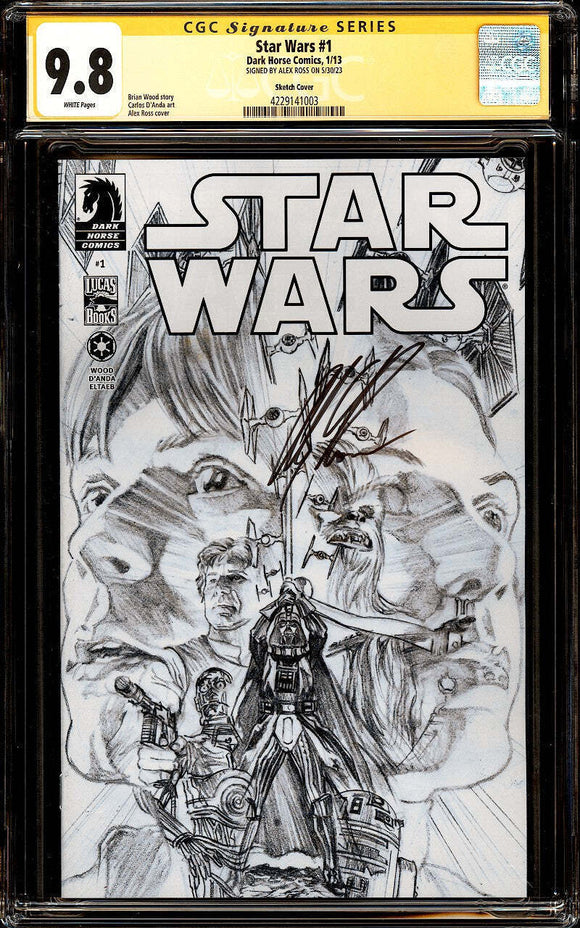 Star Wars #1 CGC SS 9.8 2013 Signed by Alex Ross! Sketch Cover
