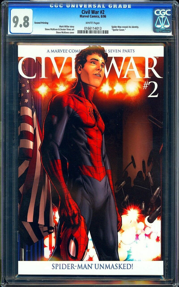 Civil War #2 CGC 9.8 (2006) Spider-Man Reveals His Identity! 2nd Print